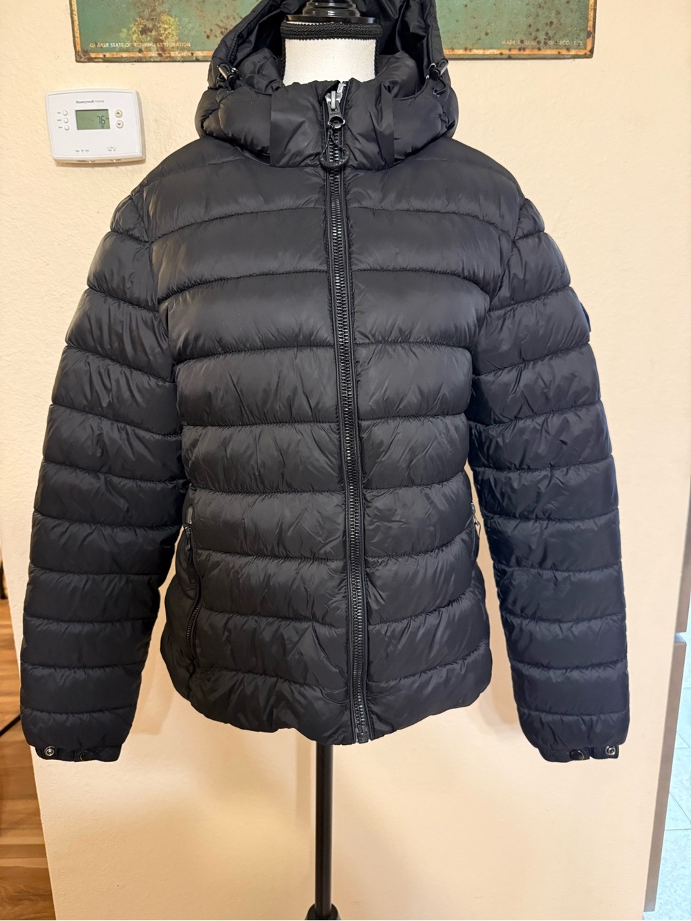 Superdry Women’s Black Size 10 Hooded Fuji Quilted Padded Jacket MSRP $180